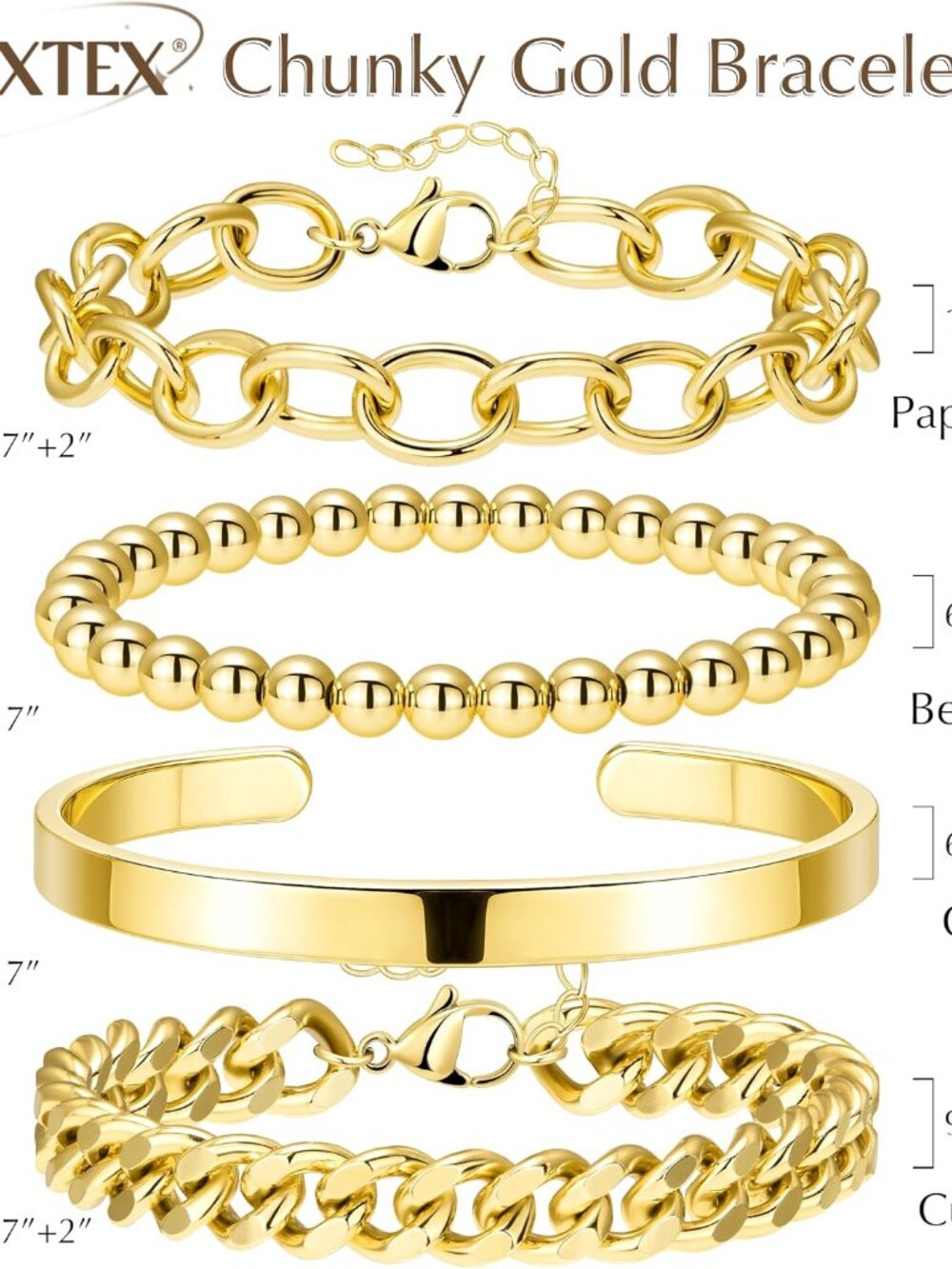 Trendy Gold Plated Bracelet Set - Minimalist Stackable Jewelry for All Occasions - Picture 6 of 7